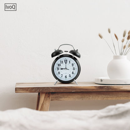 IvoQ Witte Klassieke Wekker met Dubbele Bel-IvoQ