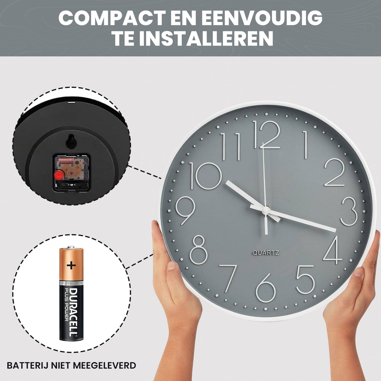 IvoQ Design Wandklok Grijs Ø30 cm-IvoQ