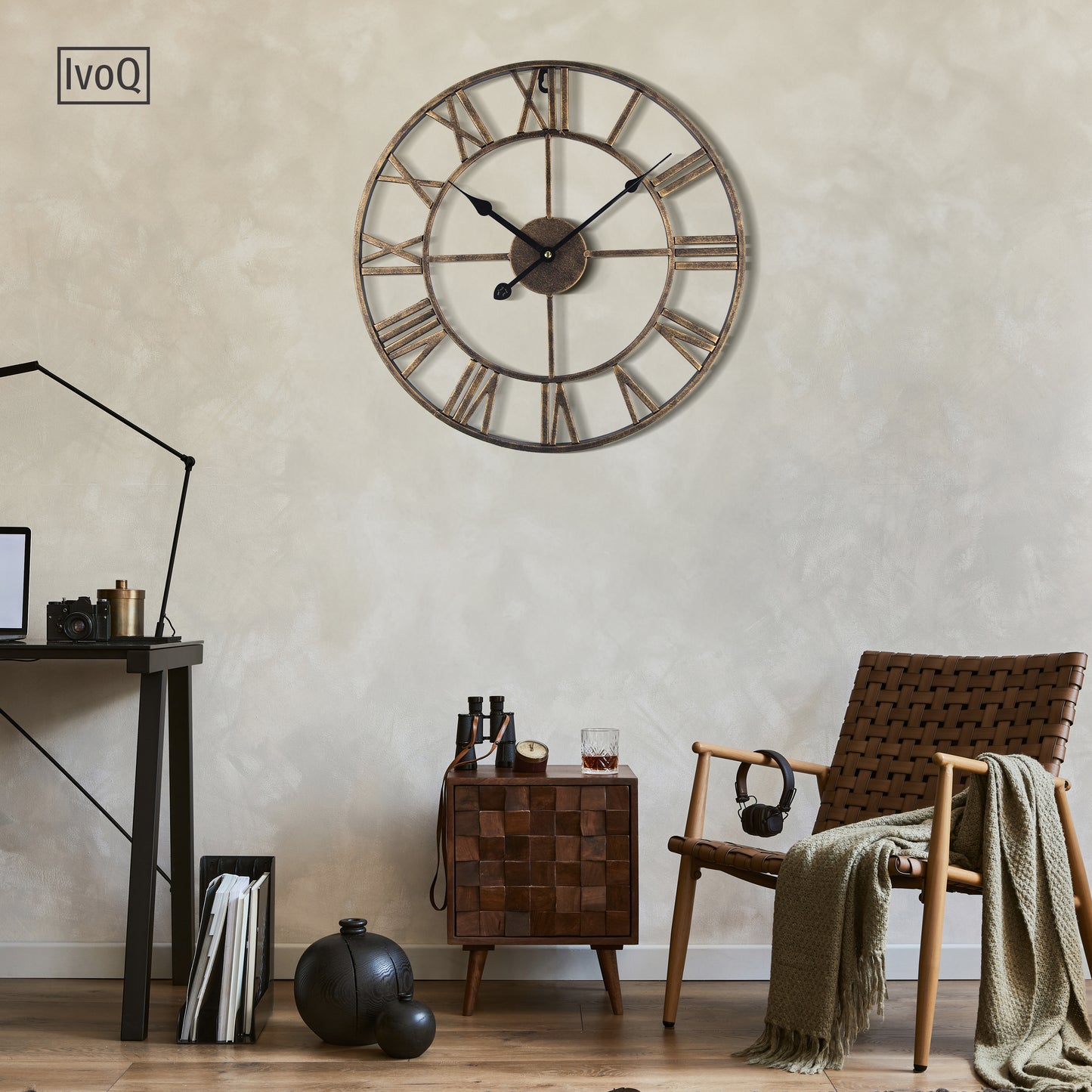 IvoQ Wandklok Goud Metaal Romeins 40 cm-IvoQ