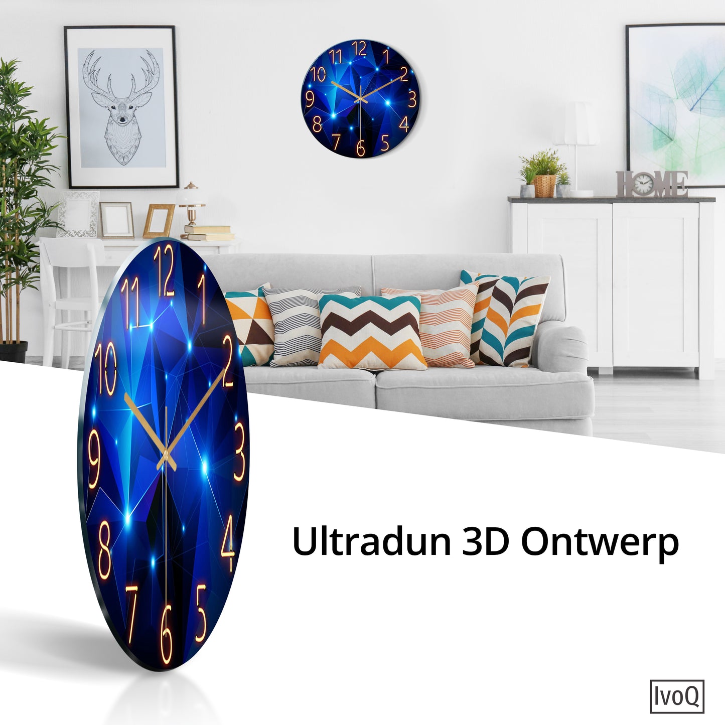 IvoQ Stille Wandklok Blauw Design Ø 30 cm-IvoQ