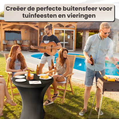 IvoQ Statafels Set Zwart met Hoezen Ø80x110 cm-IvoQ