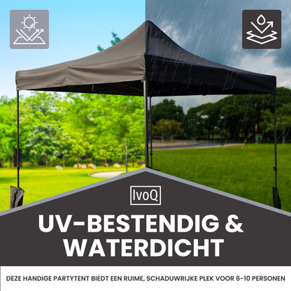 IvoQ Partytent 3x3 m Zwart Waterdicht-IvoQ