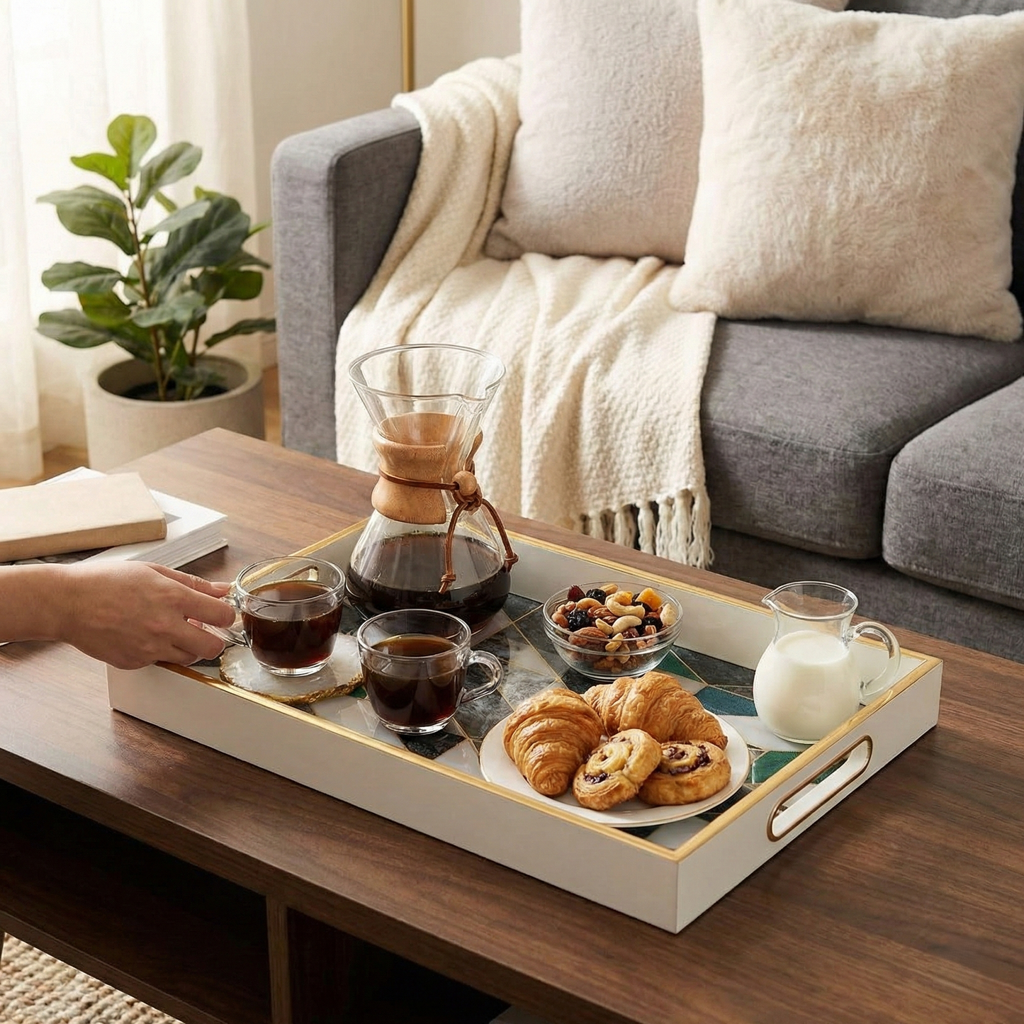 Plateau de luxe IvoQ aspect marbre