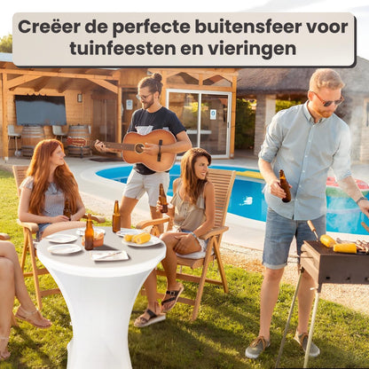 IvoQ Statafels Set Wit met Hoezen Ø80x110 cm-IvoQ