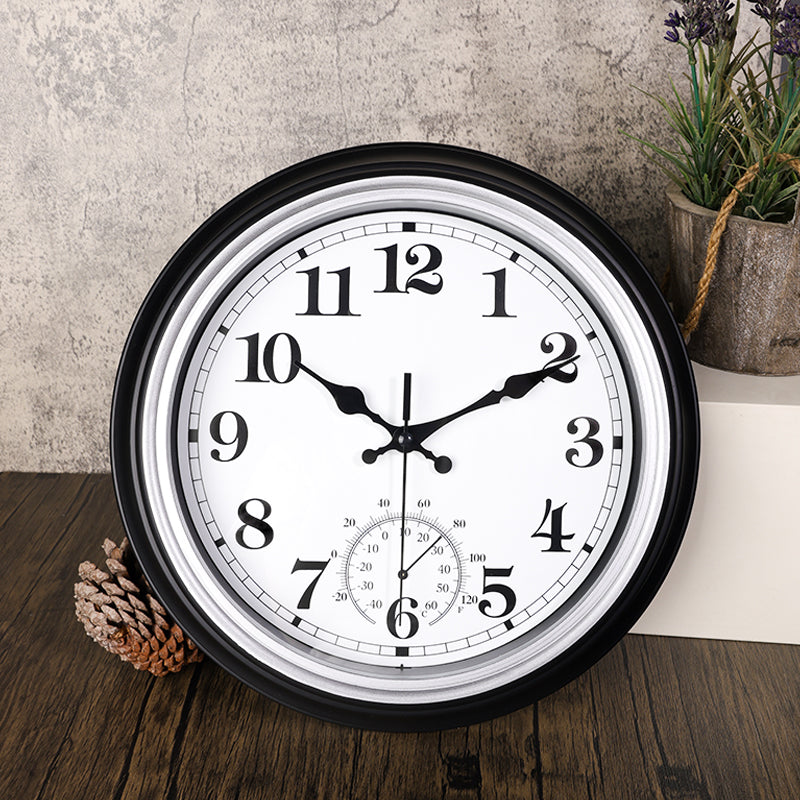 IvoQ Vintage Wandklok met Thermometer voor Binnen/Buiten Ø 30 cm-IvoQ