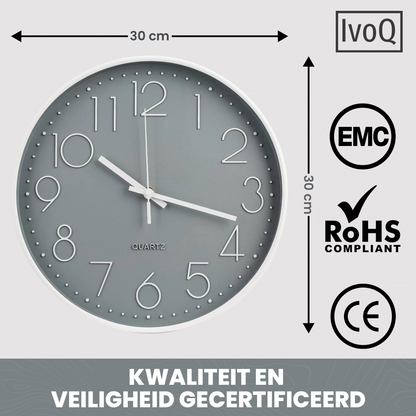 IvoQ Design Wandklok Grijs Ø30 cm-IvoQ