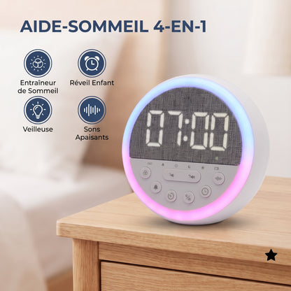 IvoQ Sleep Trainer pour Enfants - Réveil pour Enfants - Veilleuse - White Noise