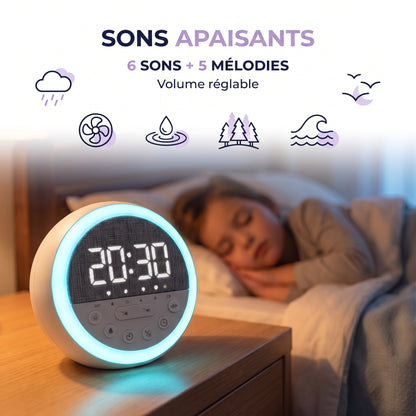 IvoQ Sleep Trainer pour Enfants - Réveil pour Enfants - Veilleuse - White Noise