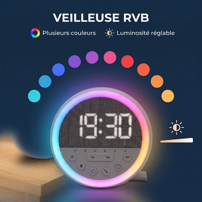IvoQ Sleep Trainer pour Enfants - Réveil pour Enfants - Veilleuse - White Noise