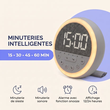 IvoQ Sleep Trainer pour Enfants - Réveil pour Enfants - Veilleuse - White Noise
