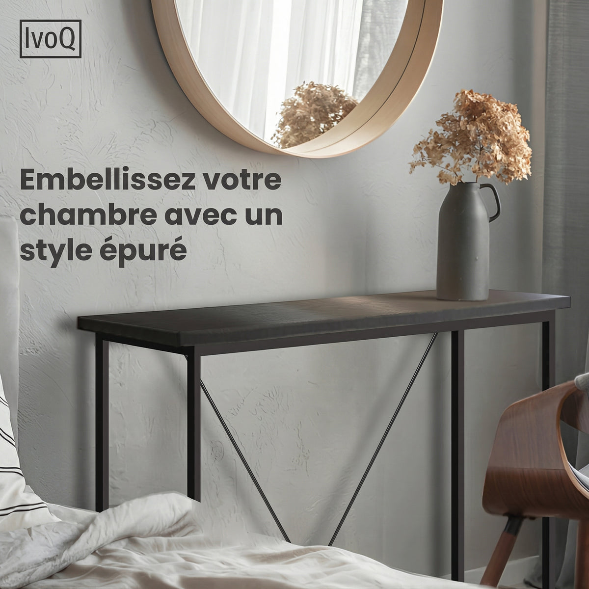 IvoQ Tables consoles - Lot de 2 - Noir - Tables consoles industrielles étroites - 120x23 cm - Tables d'entrée