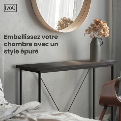 IvoQ Tables consoles - Lot de 2 - Noir - Tables consoles industrielles étroites - 120x23 cm - Tables d'entrée