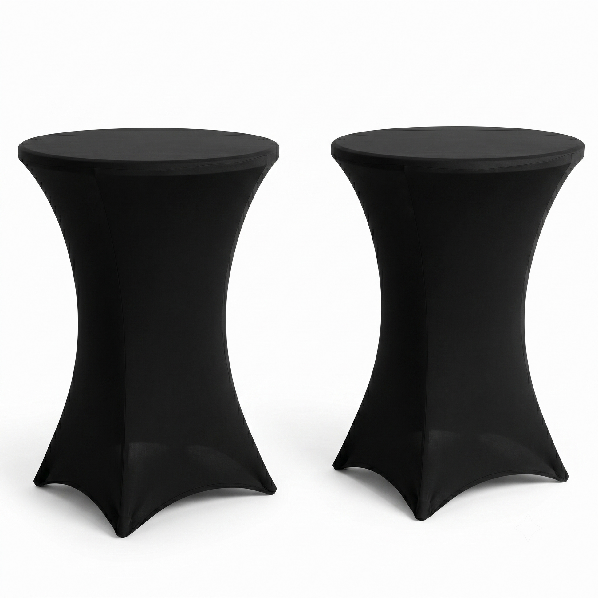 IvoQ Housse de table haute noire - Lot de 2 - ∅ 80x110 cm - Housse de table haute extra épaisse - Jupe de table extensible de luxe - Sans plis