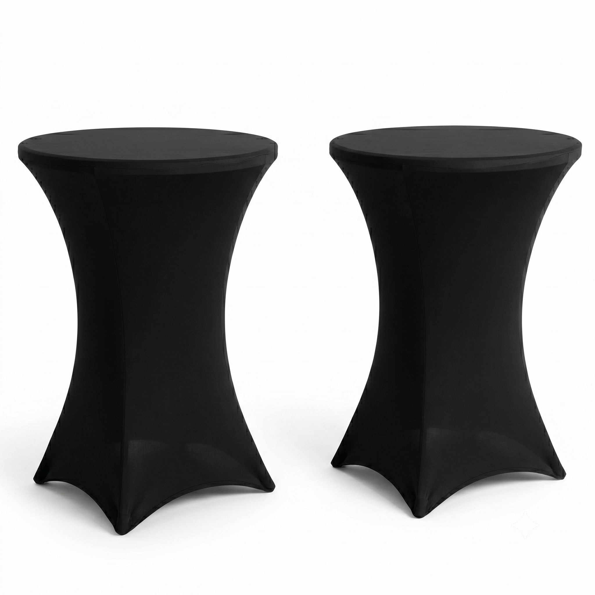 IvoQ Housse de table haute noire - Lot de 2 - ∅ 80x110 cm - Housse de table haute extra épaisse - Jupe de table extensible de luxe - Sans plis
