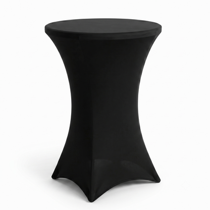IvoQ Housse de table haute de luxe noire - Housse extensible pour table haute - Ø 80x110 cm - Extra épaisse (180 g/m²) - Sans plis et lavable