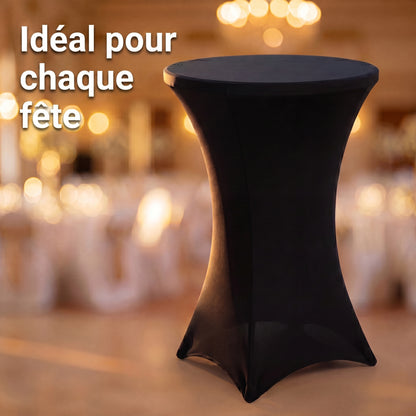 IvoQ Housse de table haute de luxe noire - Housse extensible pour table haute - Ø 80x110 cm - Extra épaisse (180 g/m²) - Sans plis et lavable