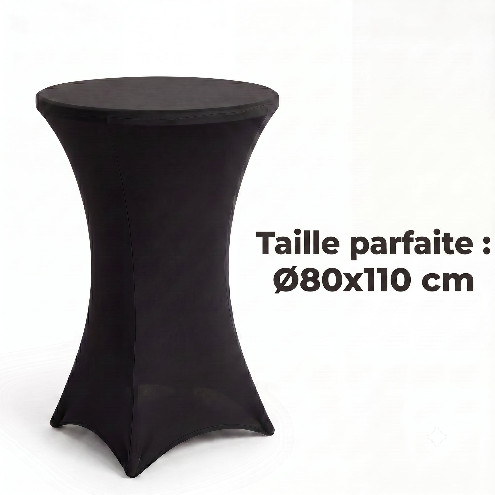 IvoQ Housse de table haute de luxe noire - Housse extensible pour table haute - Ø 80x110 cm - Extra épaisse (180 g/m²) - Sans plis et lavable