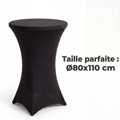 IvoQ Housse de table haute de luxe noire - Housse extensible pour table haute - Ø 80x110 cm - Extra épaisse (180 g/m²) - Sans plis et lavable
