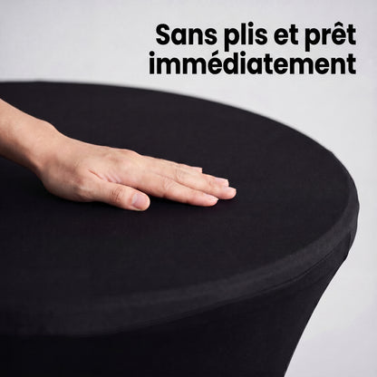 IvoQ Housse de table haute de luxe noire - Housse extensible pour table haute - Ø 80x110 cm - Extra épaisse (180 g/m²) - Sans plis et lavable