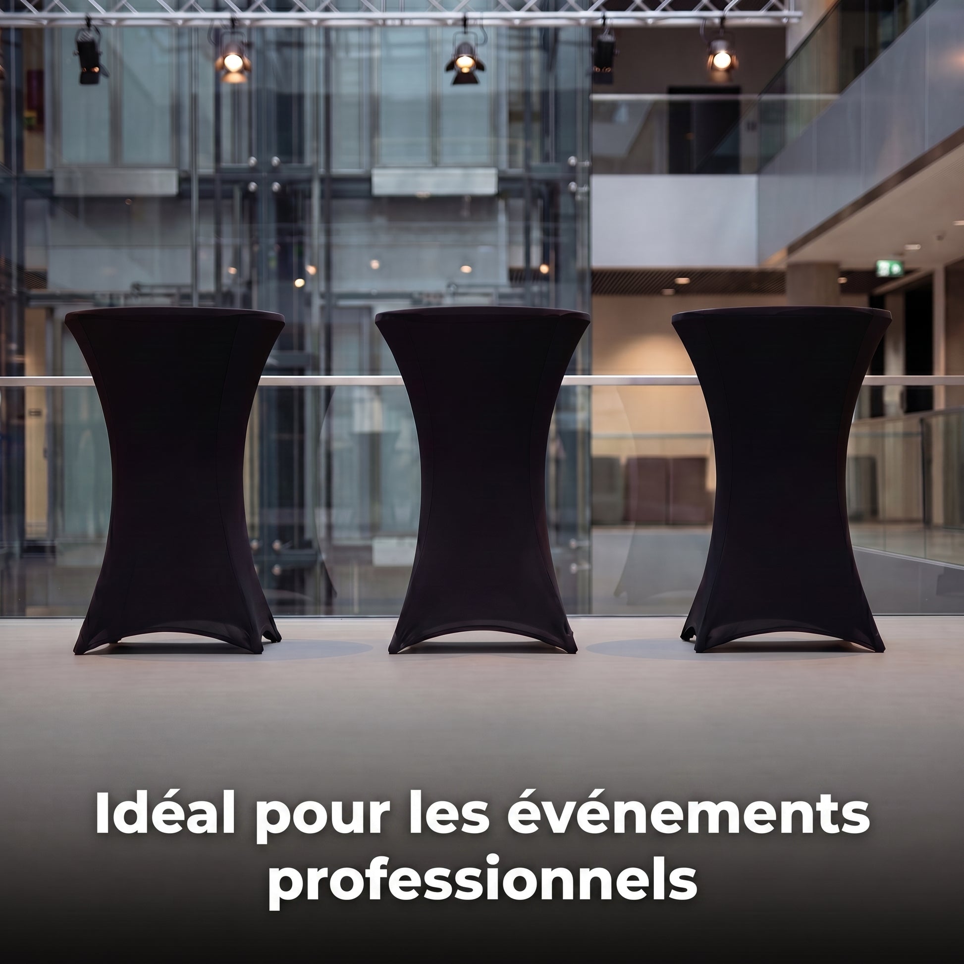 IvoQ Housse de table haute de luxe noire - Housse extensible pour table haute - Ø 80x110 cm - Extra épaisse (180 g/m²) - Sans plis et lavable