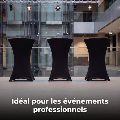 IvoQ Housse de table haute de luxe noire - Housse extensible pour table haute - Ø 80x110 cm - Extra épaisse (180 g/m²) - Sans plis et lavable