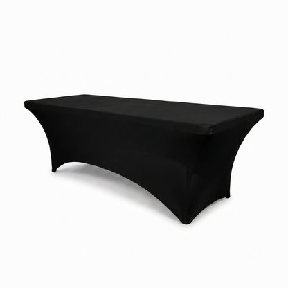 IvoQ Housse de table extensible de luxe noire - 183 x 76 x 76 cm - Pour table pliante, table de buffet et table de fête - Rectangulaire - Sans plis