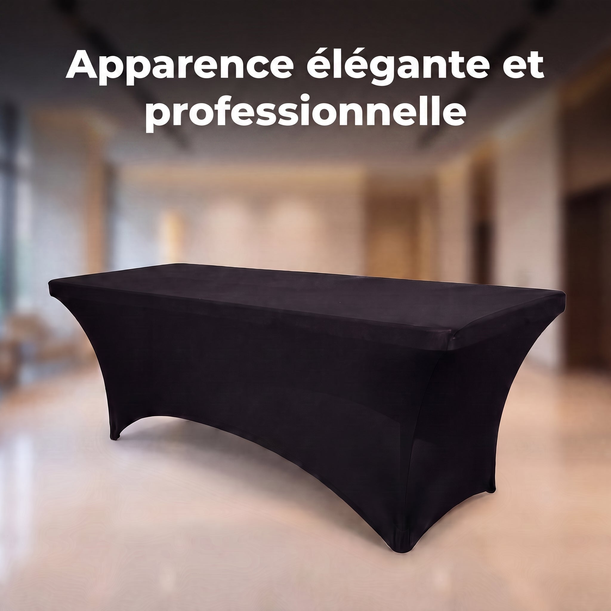 IvoQ Housse de table extensible de luxe noire - 183 x 76 x 76 cm - Pour table pliante, table de buffet et table de fête - Rectangulaire - Sans plis
