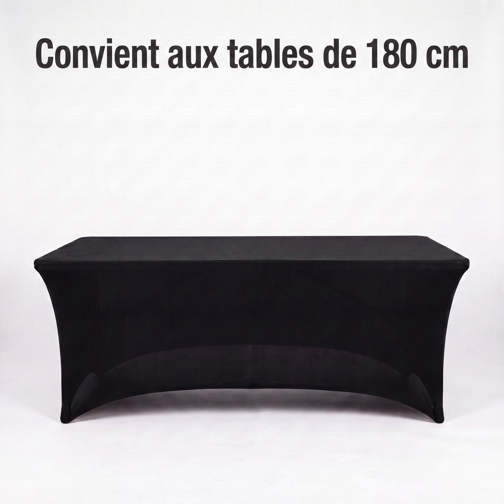 IvoQ Housse de table extensible de luxe noire - 183 x 76 x 76 cm - Pour table pliante, table de buffet et table de fête - Rectangulaire - Sans plis