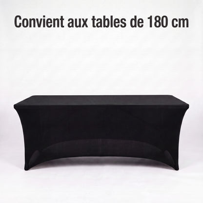 IvoQ Housse de table extensible de luxe noire - 183 x 76 x 76 cm - Pour table pliante, table de buffet et table de fête - Rectangulaire - Sans plis