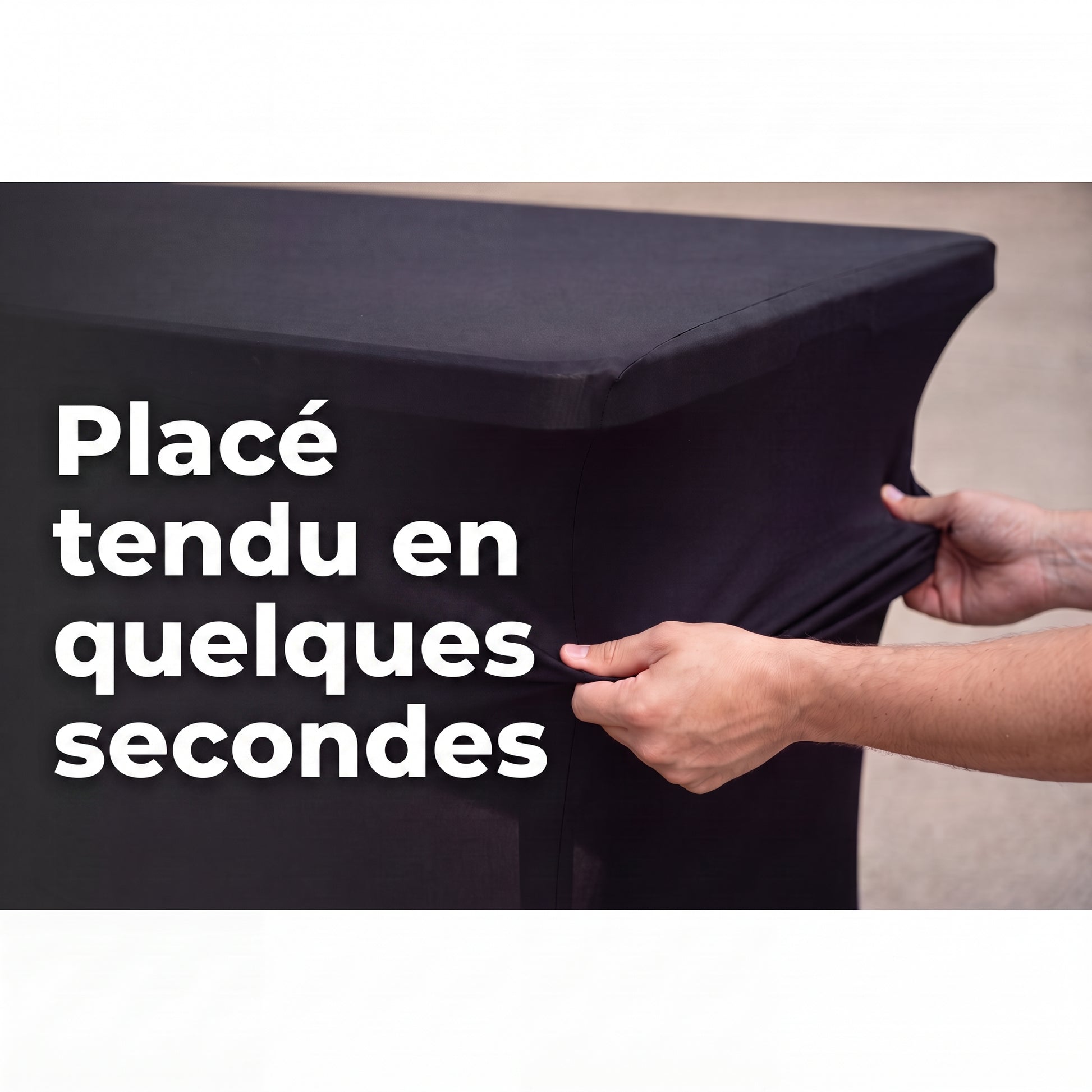 IvoQ Housse de table extensible de luxe noire - 183 x 76 x 76 cm - Pour table pliante, table de buffet et table de fête - Rectangulaire - Sans plis