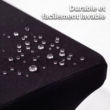 IvoQ Housse de table extensible de luxe noire - 183 x 76 x 76 cm - Pour table pliante, table de buffet et table de fête - Rectangulaire - Sans plis
