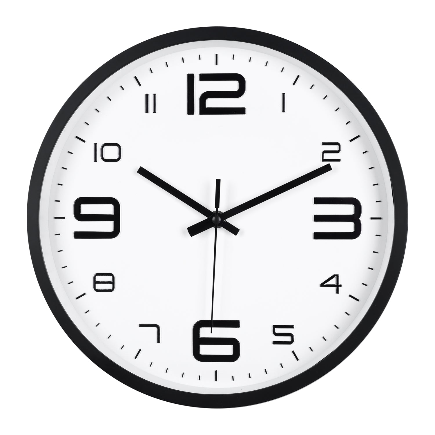 IvoQ Horloge mural 3D moderne - Mécanisme silencieux - Facile à lire - Horloge murale analogique - Noir/Blanc - 30 cm