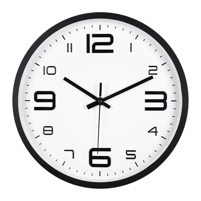 IvoQ Horloge mural 3D moderne - Mécanisme silencieux - Facile à lire - Horloge murale analogique - Noir/Blanc - 30 cm