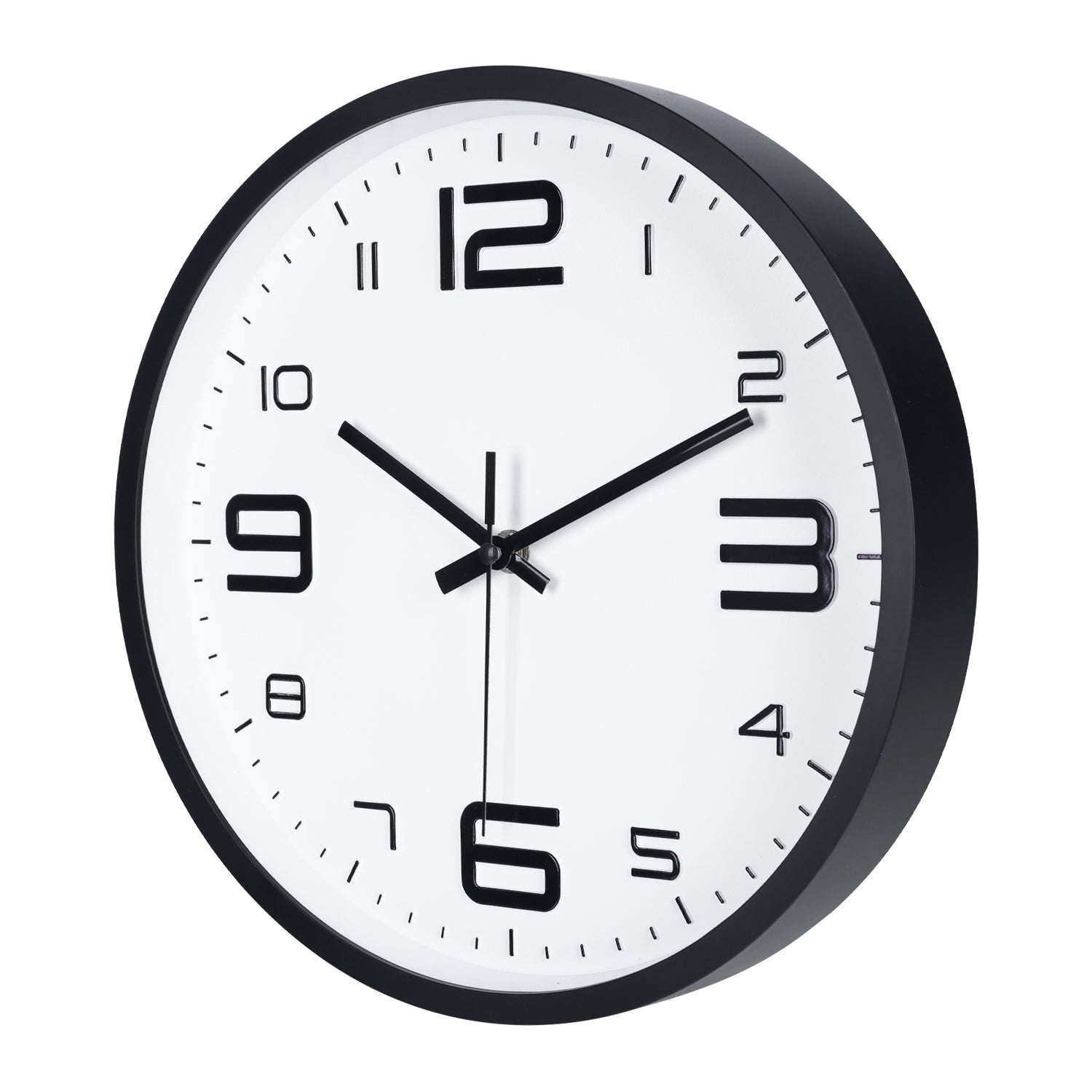 IvoQ Horloge mural 3D moderne - Mécanisme silencieux - Facile à lire - Horloge murale analogique - Noir/Blanc - 30 cm
