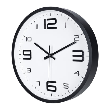 IvoQ Horloge mural 3D moderne - Mécanisme silencieux - Facile à lire - Horloge murale analogique - Noir/Blanc - 30 cm