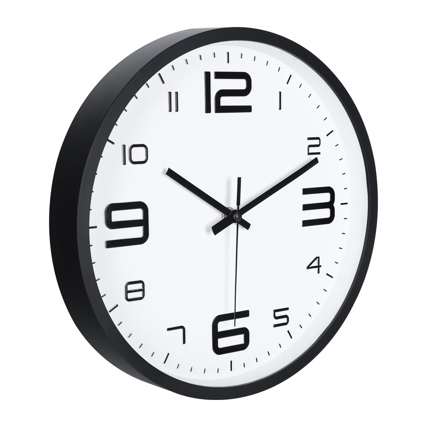 IvoQ Horloge mural 3D moderne - Mécanisme silencieux - Facile à lire - Horloge murale analogique - Noir/Blanc - 30 cm