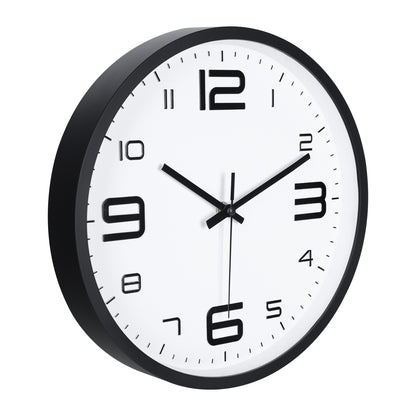 IvoQ Horloge mural 3D moderne - Mécanisme silencieux - Facile à lire - Horloge murale analogique - Noir/Blanc - 30 cm
