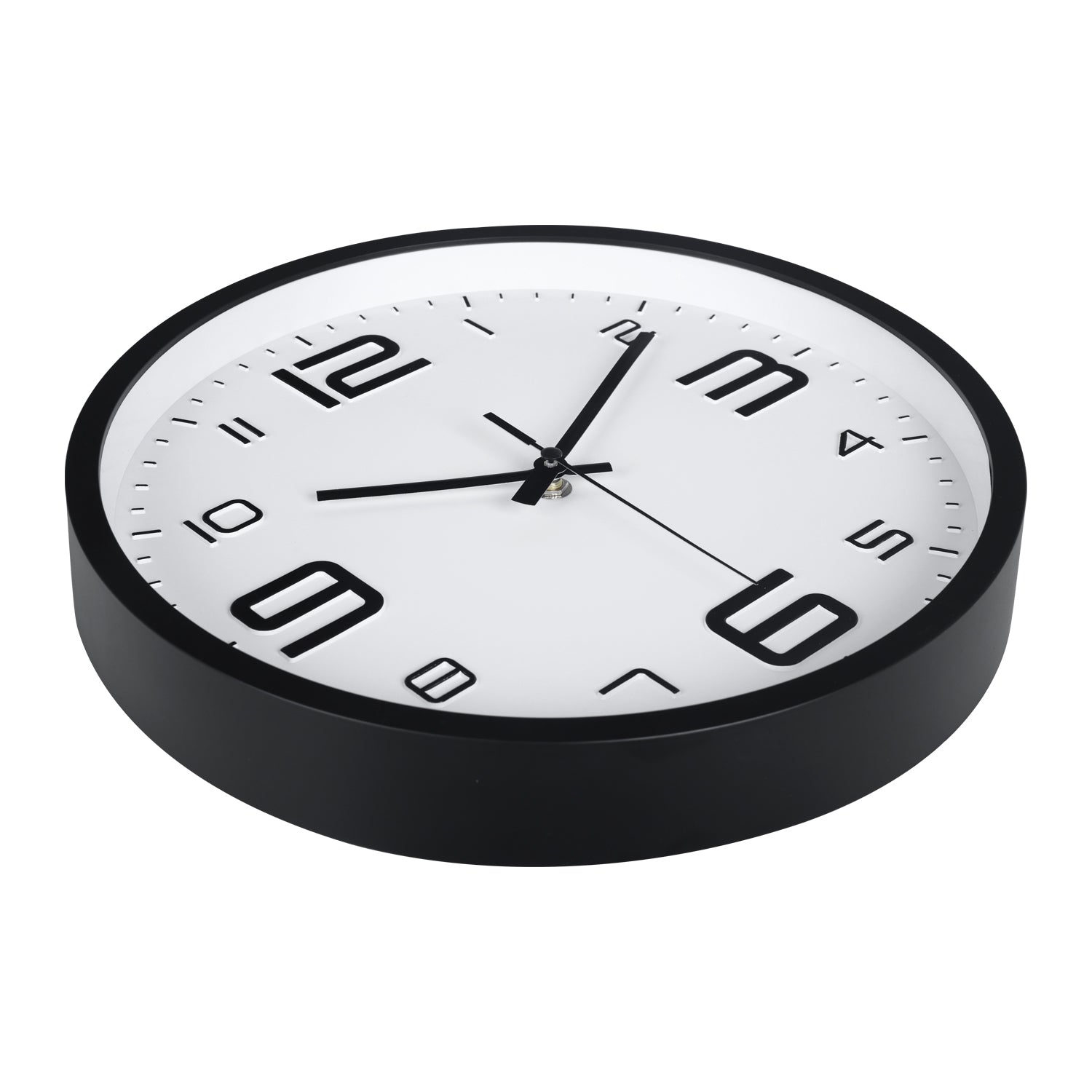 IvoQ Horloge mural 3D moderne - Mécanisme silencieux - Facile à lire - Horloge murale analogique - Noir/Blanc - 30 cm