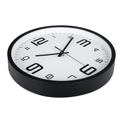 IvoQ Horloge mural 3D moderne - Mécanisme silencieux - Facile à lire - Horloge murale analogique - Noir/Blanc - 30 cm