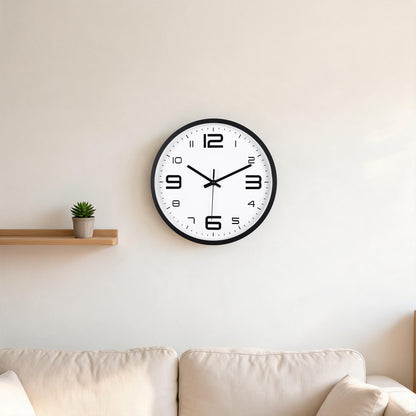 IvoQ Horloge mural 3D moderne - Mécanisme silencieux - Facile à lire - Horloge murale analogique - Noir/Blanc - 30 cm