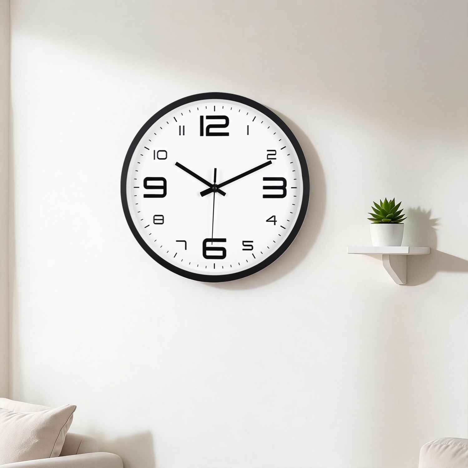 IvoQ Horloge mural 3D moderne - Mécanisme silencieux - Facile à lire - Horloge murale analogique - Noir/Blanc - 30 cm