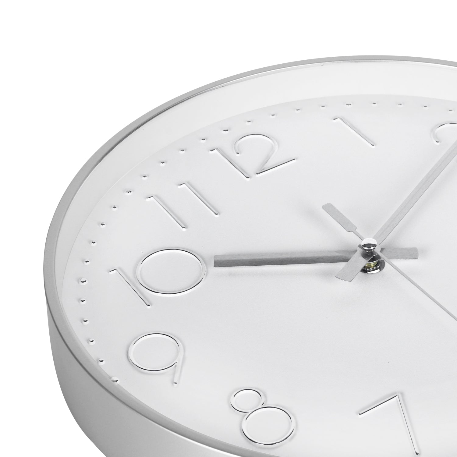 IvoQ Horloge mural moderne 30 cm - Horloge murale 3D avec mouvement silencieux - Analogique - Argent/Blanc