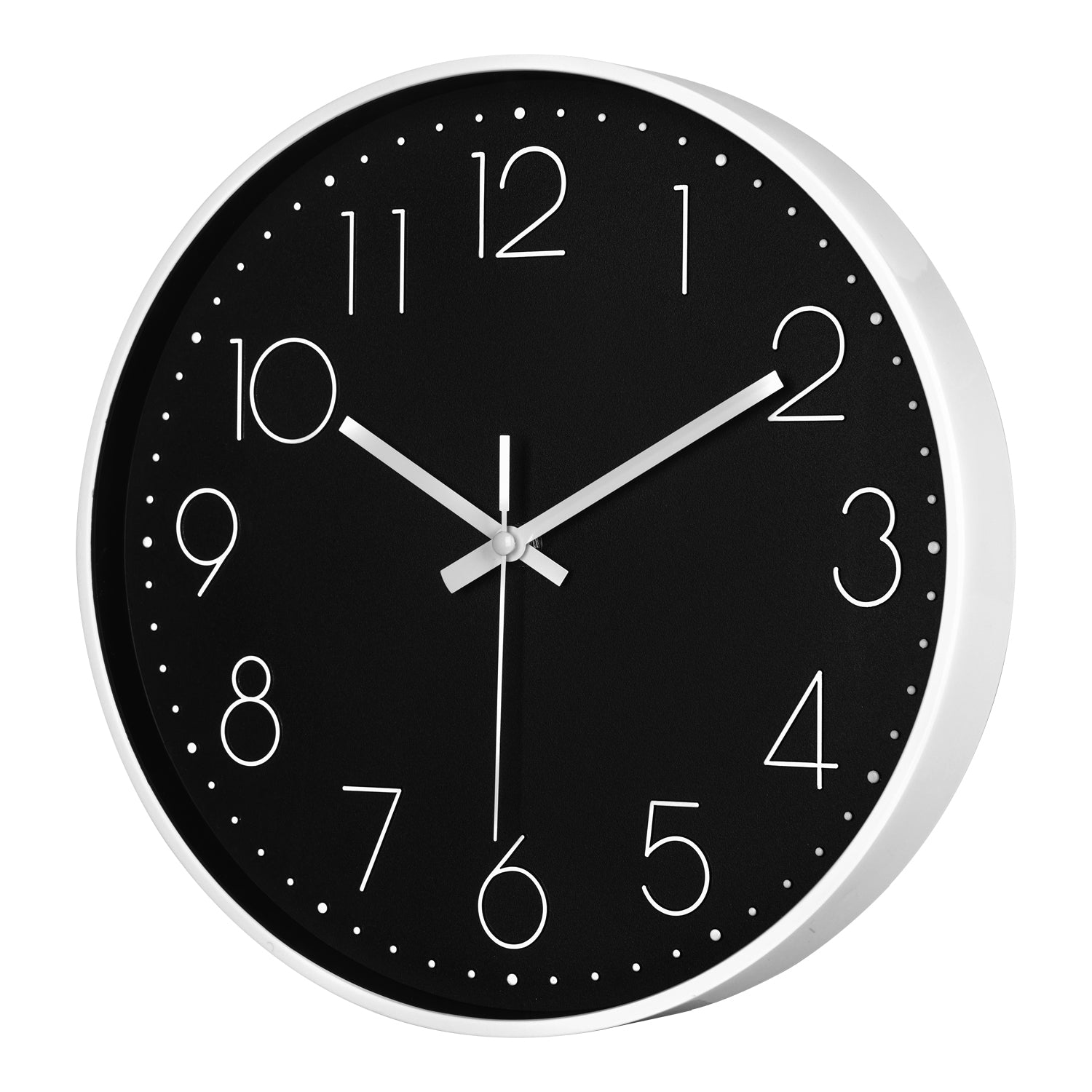 IvoQ Horloge mural moderne - 30 cm - Noir/Blanc - Facile à lire - Chiffres 3D - Horloge murale