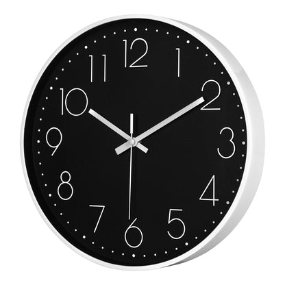 IvoQ Horloge mural moderne - 30 cm - Noir/Blanc - Facile à lire - Chiffres 3D - Horloge murale