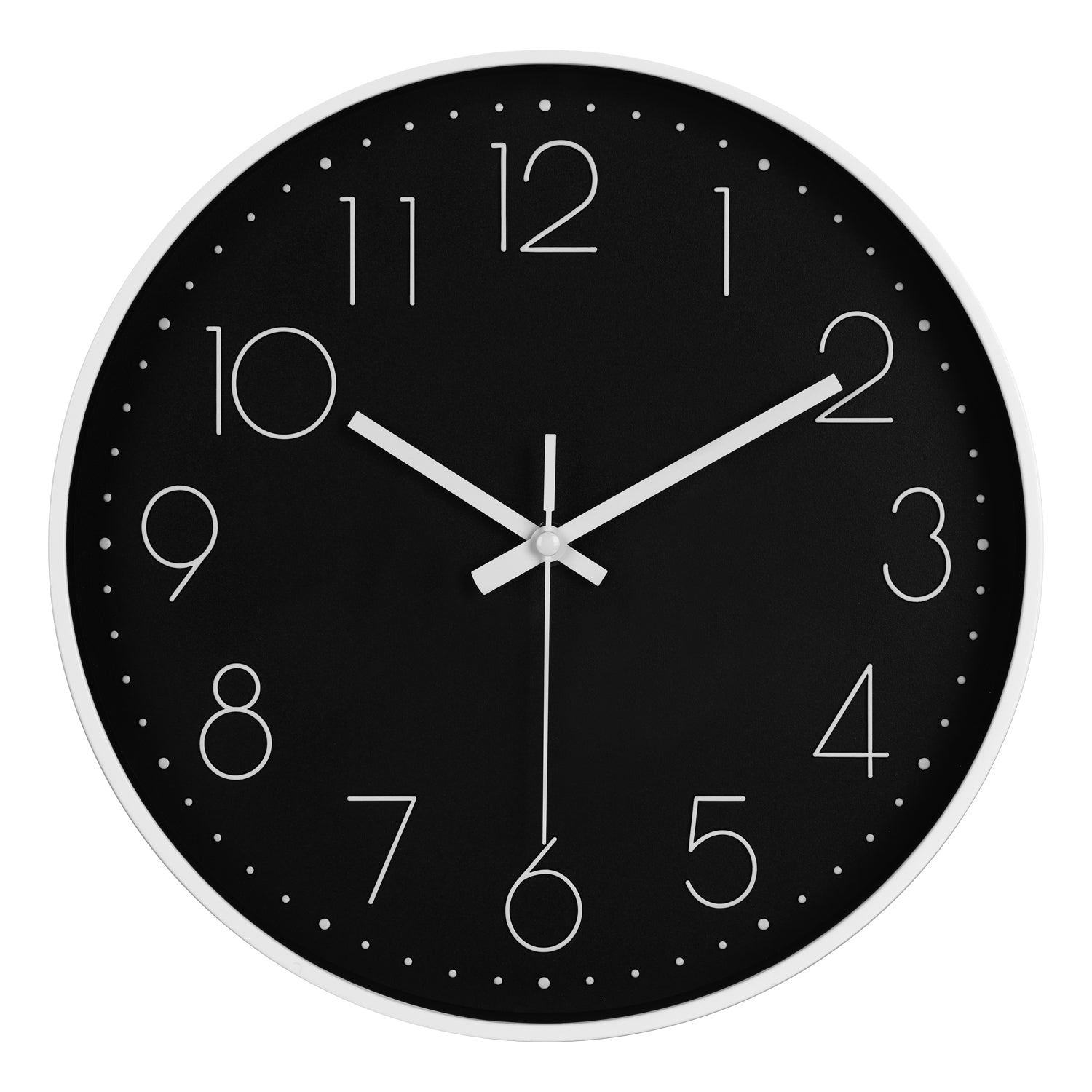 IvoQ Horloge mural moderne - 30 cm - Noir/Blanc - Facile à lire - Chiffres 3D - Horloge murale