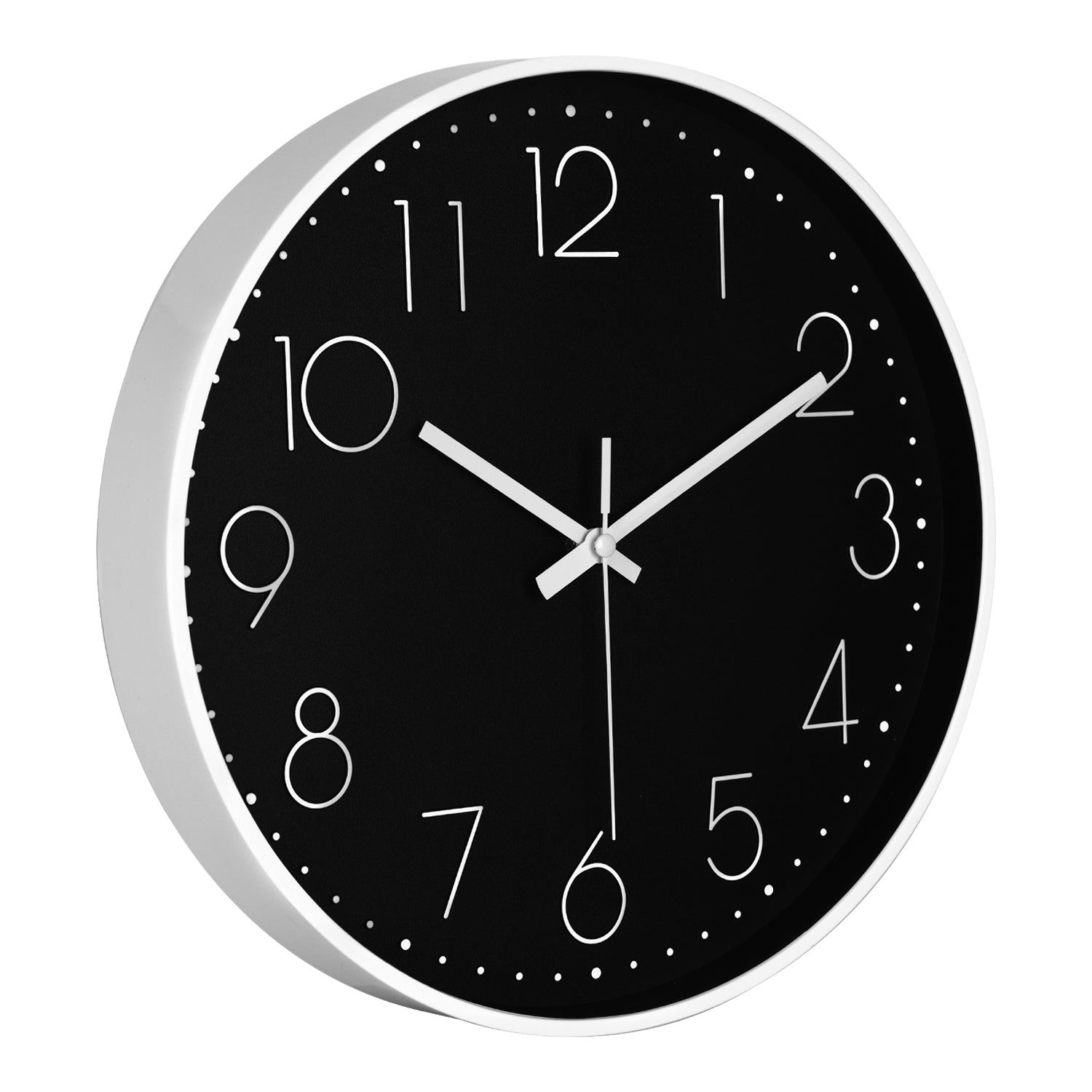 IvoQ Horloge mural moderne - 30 cm - Noir/Blanc - Facile à lire - Chiffres 3D - Horloge murale