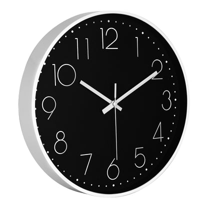 IvoQ Horloge mural moderne - 30 cm - Noir/Blanc - Facile à lire - Chiffres 3D - Horloge murale