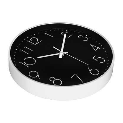 IvoQ Horloge mural moderne - 30 cm - Noir/Blanc - Facile à lire - Chiffres 3D - Horloge murale