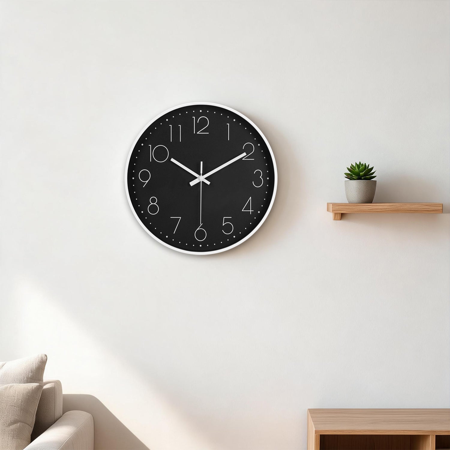 IvoQ Horloge mural moderne - 30 cm - Noir/Blanc - Facile à lire - Chiffres 3D - Horloge murale