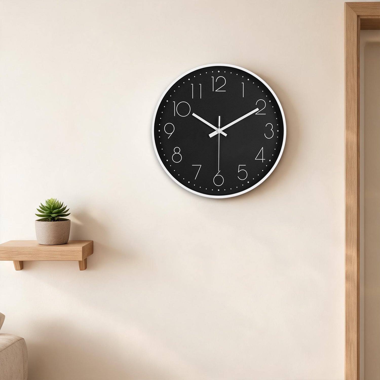 IvoQ Horloge mural moderne - 30 cm - Noir/Blanc - Facile à lire - Chiffres 3D - Horloge murale